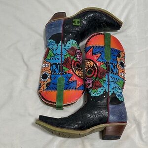 🐎 Cinch Edge Rhinestone Day Of The Dead Cowboy Boots